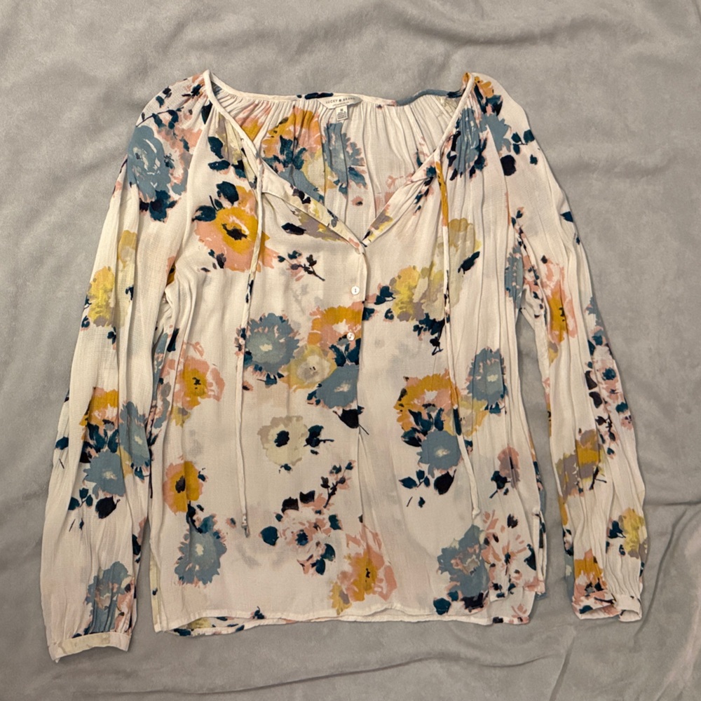 Lucky Brand Floral Blouse - Pink and Blue